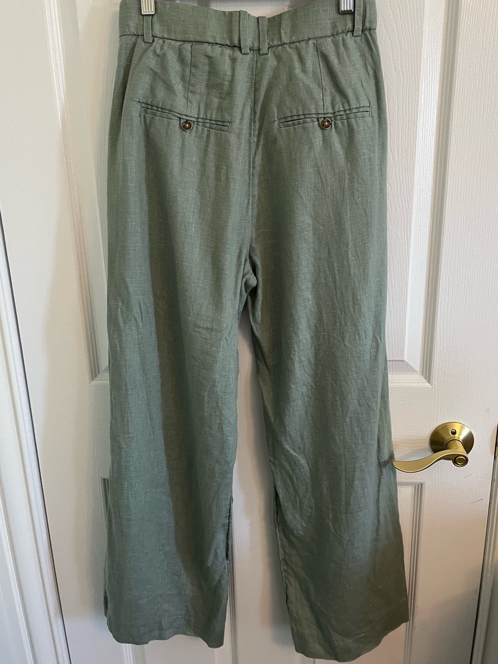 Abercrombie & Fitch Linen Blend Wide-Leg Pants in Sage - Picture 3 of 4